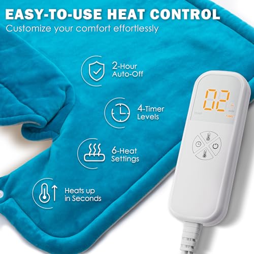 Heating Pad for Neck & Shoulders – Weighted Pad with 6 Heat Settings