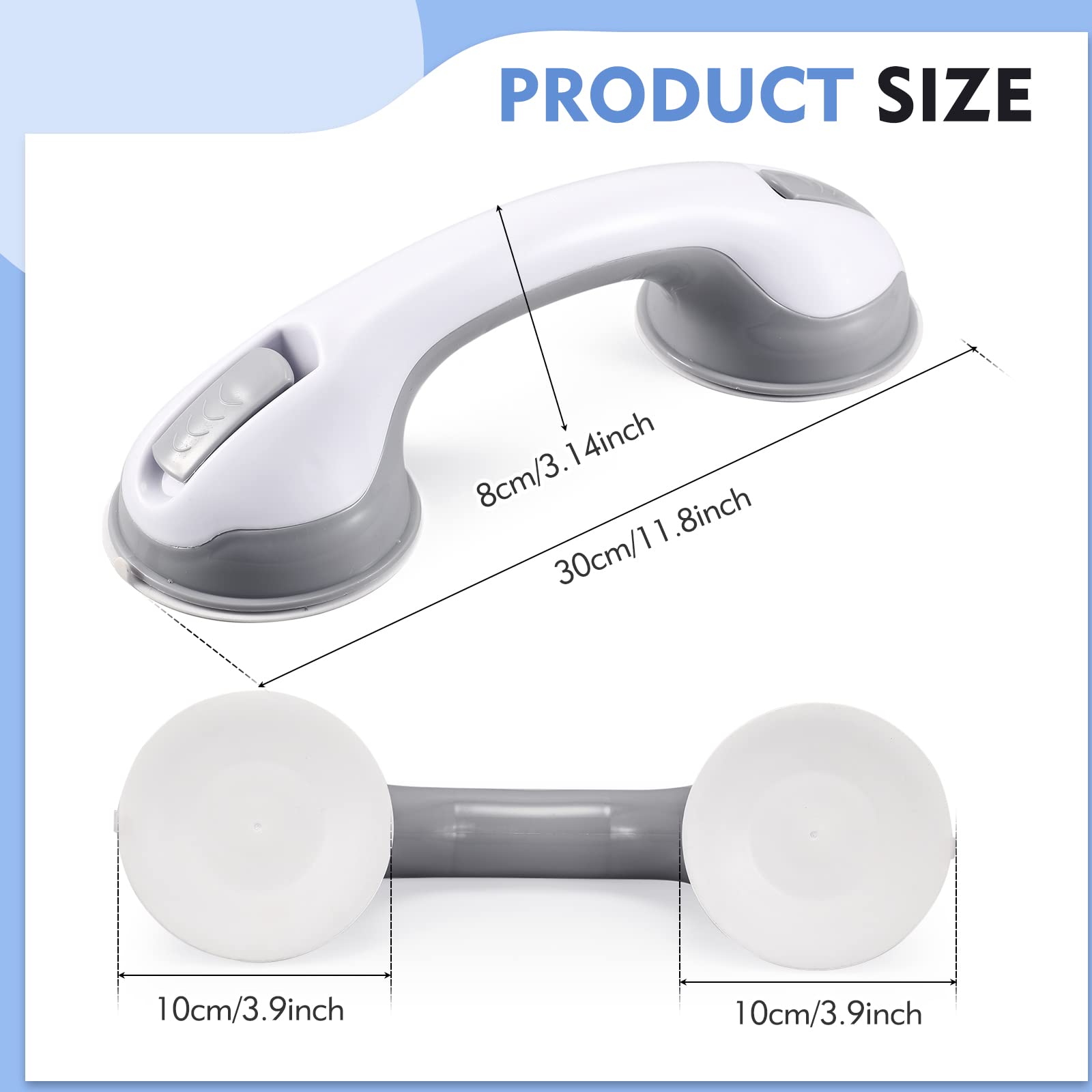 12-Inch Suction Grab Bars for Shower – 2 Pack Bathroom Safety Bars for Seniors