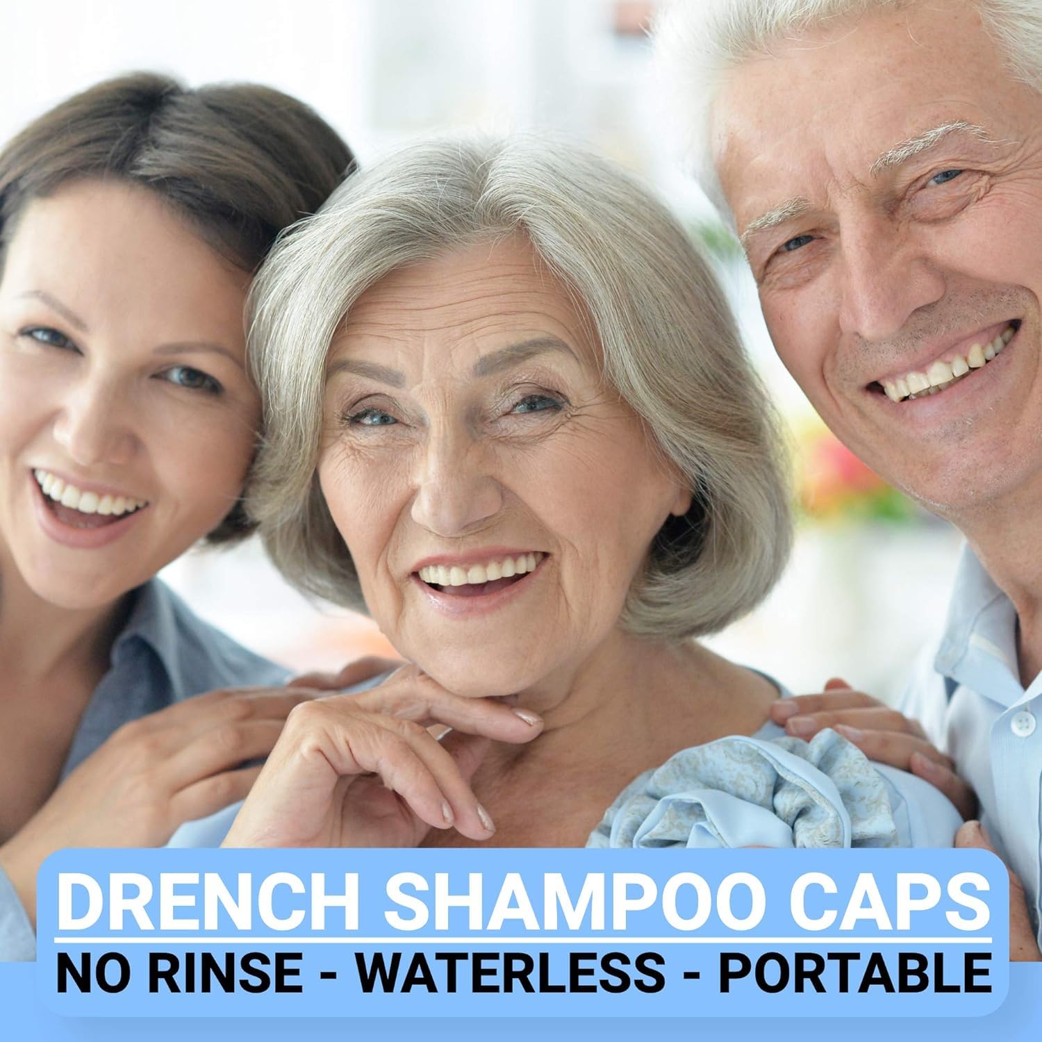 Drench! Waterless No-Rinse Shampoo Caps with Aloe Vera – 6-Pack Dry Hair Washing Aid