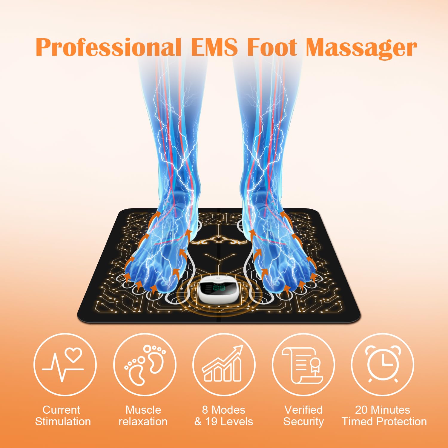 CrazySun TENS EMS Foot Massager – Pain Relief & Muscle Relaxation