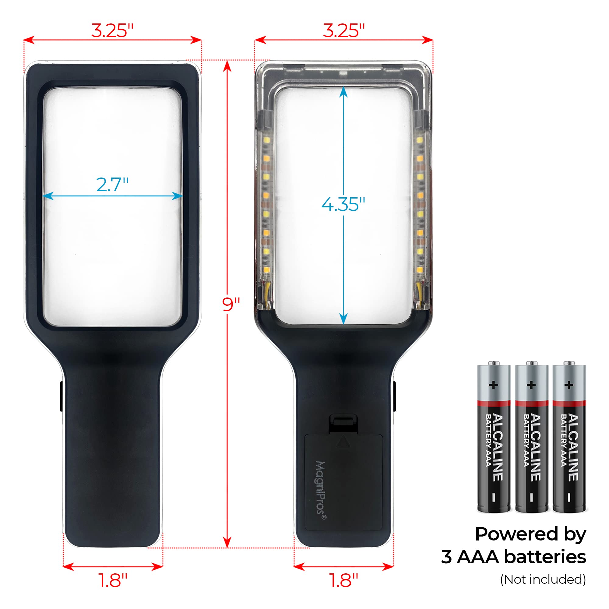 MAGNIPROS 6X Magnifying Glass – Anti-Glare LED Lighted Magnifier for Low Vision