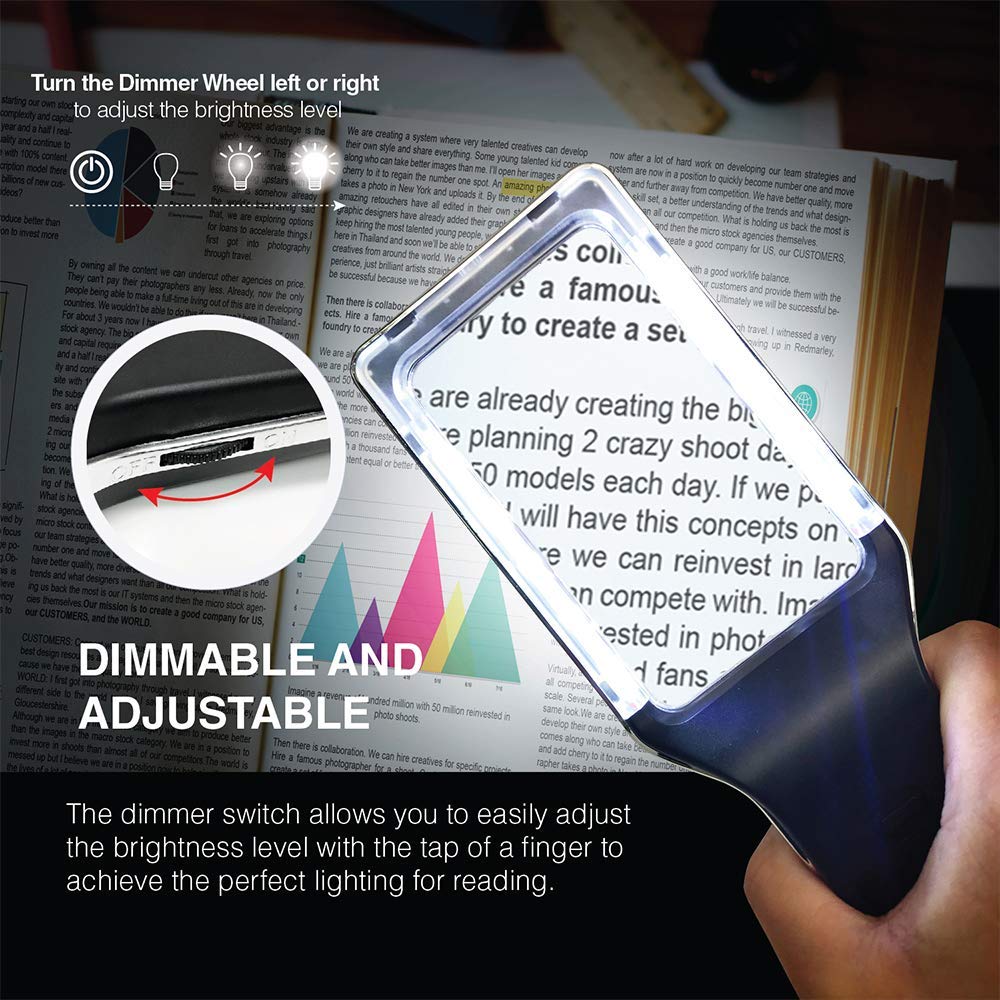 MAGNIPROS 6X Magnifying Glass – Anti-Glare LED Lighted Magnifier for Low Vision