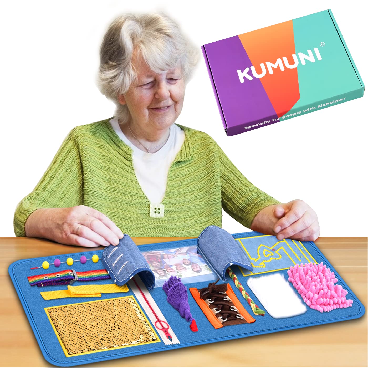 KUMUNI Fidget Blanket, Dementia Activities for Seniors, Alzheimer's Products