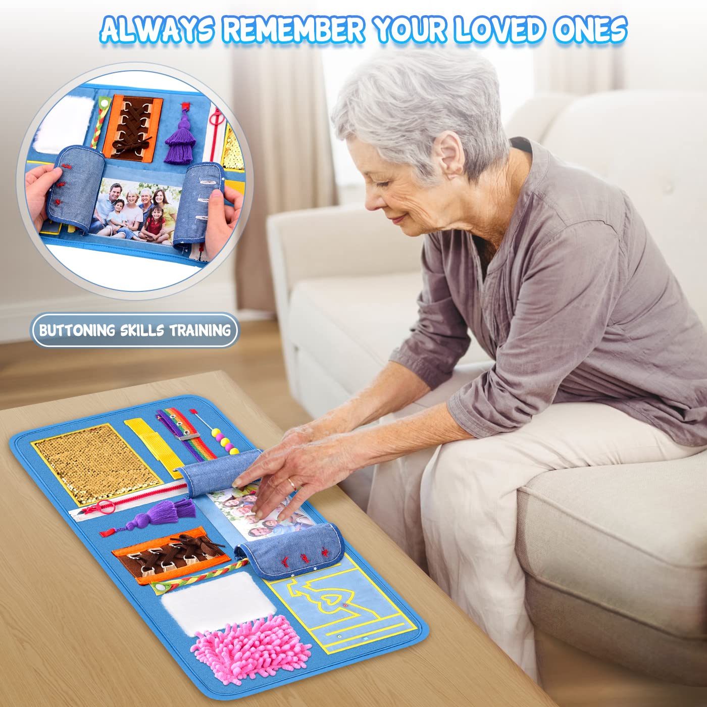 KUMUNI Fidget Blanket, Dementia Activities for Seniors, Alzheimer's Products