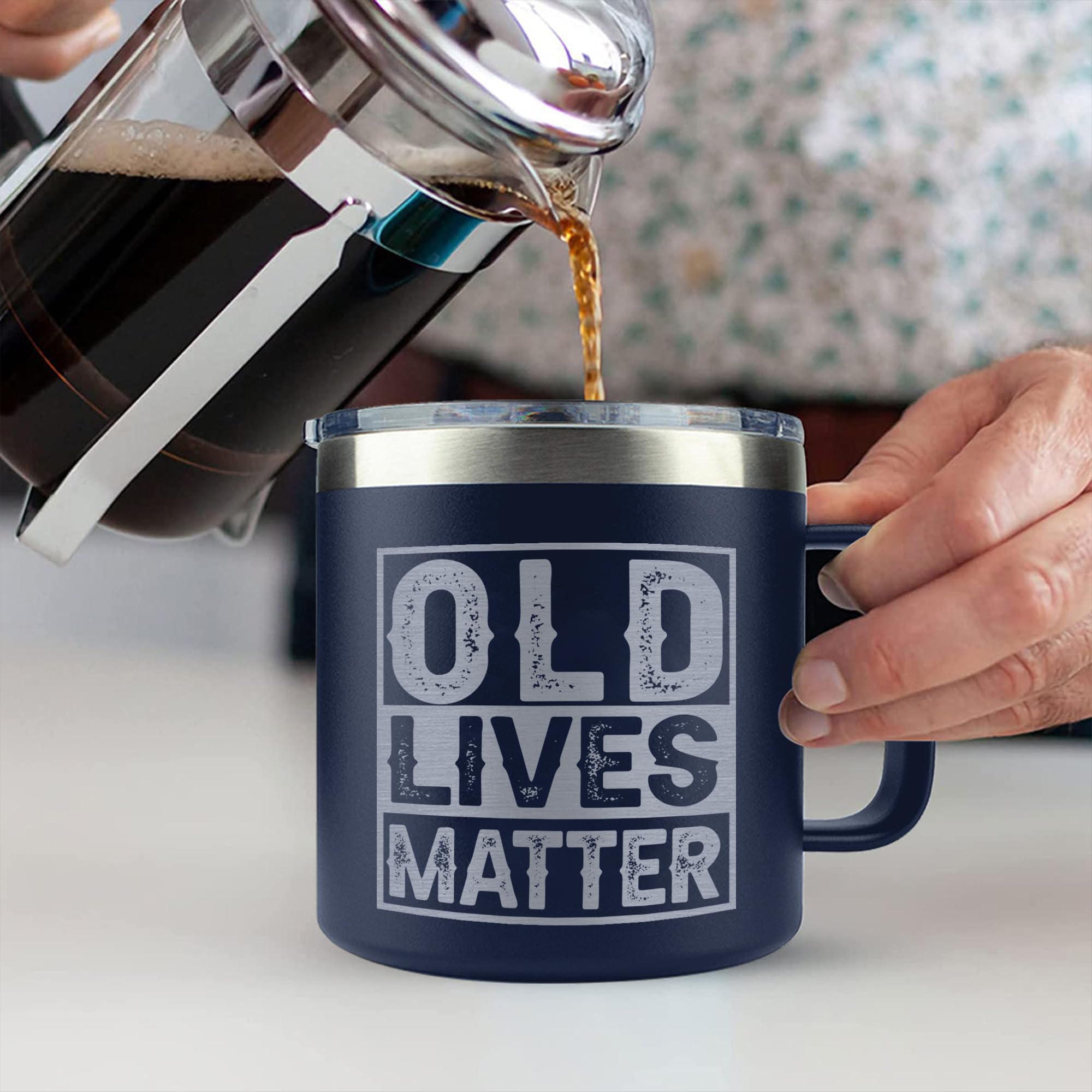 Old Lives Matter Tumbler – 14oz Stainless Steel Cup for Elderly Men