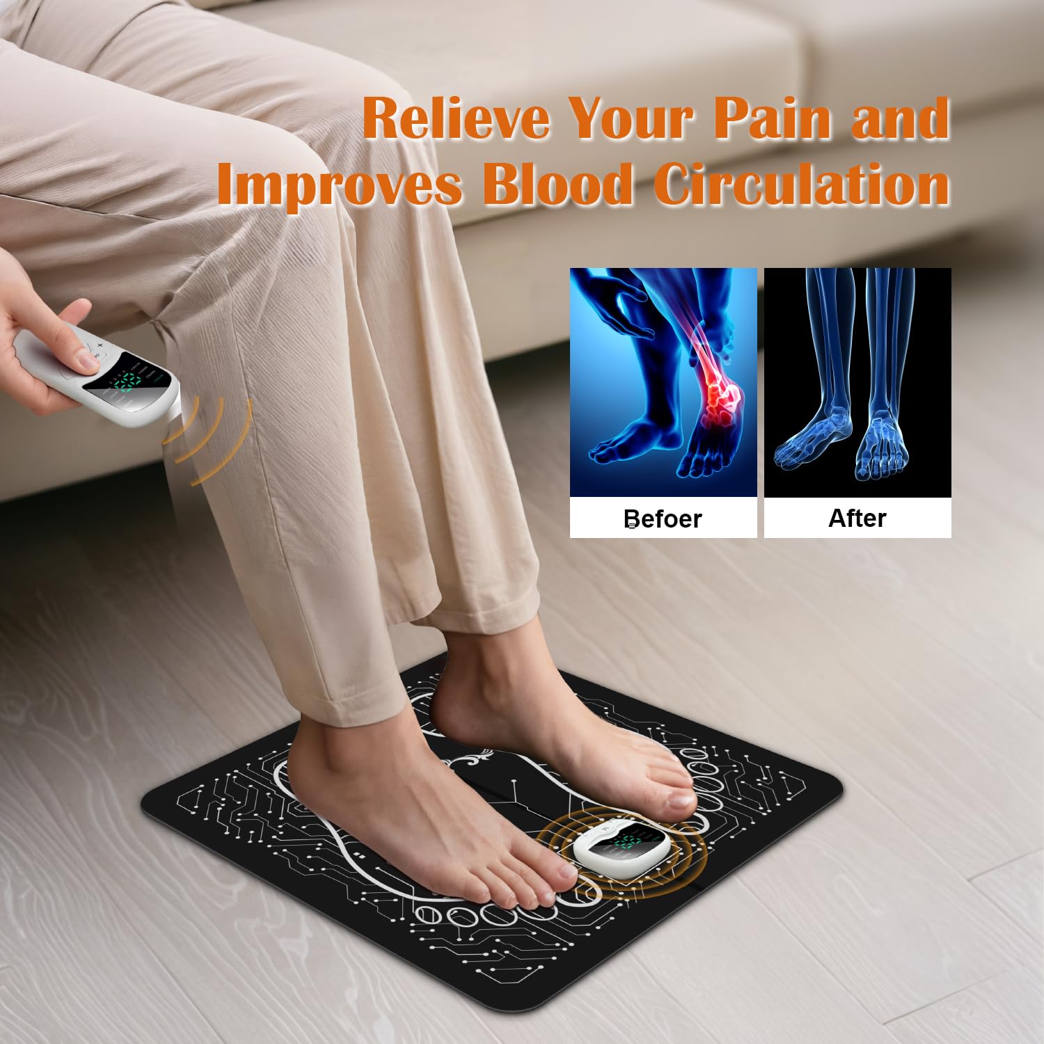 CrazySun TENS EMS Foot Massager – Pain Relief & Muscle Relaxation