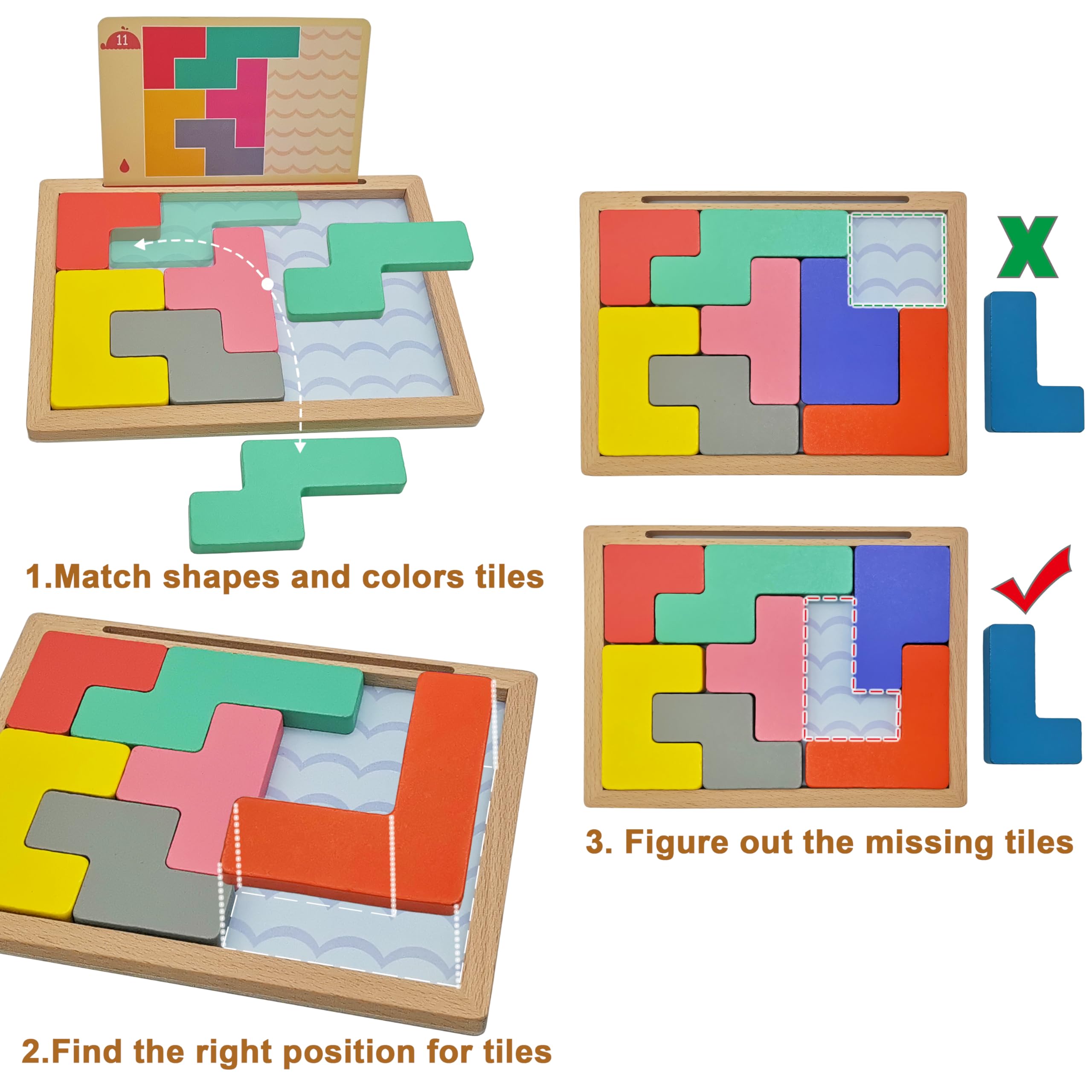 PHIELEY Wooden Tile Matching Game – Memory & Cognitive Activity for Seniors, Alzheimer’s Patients