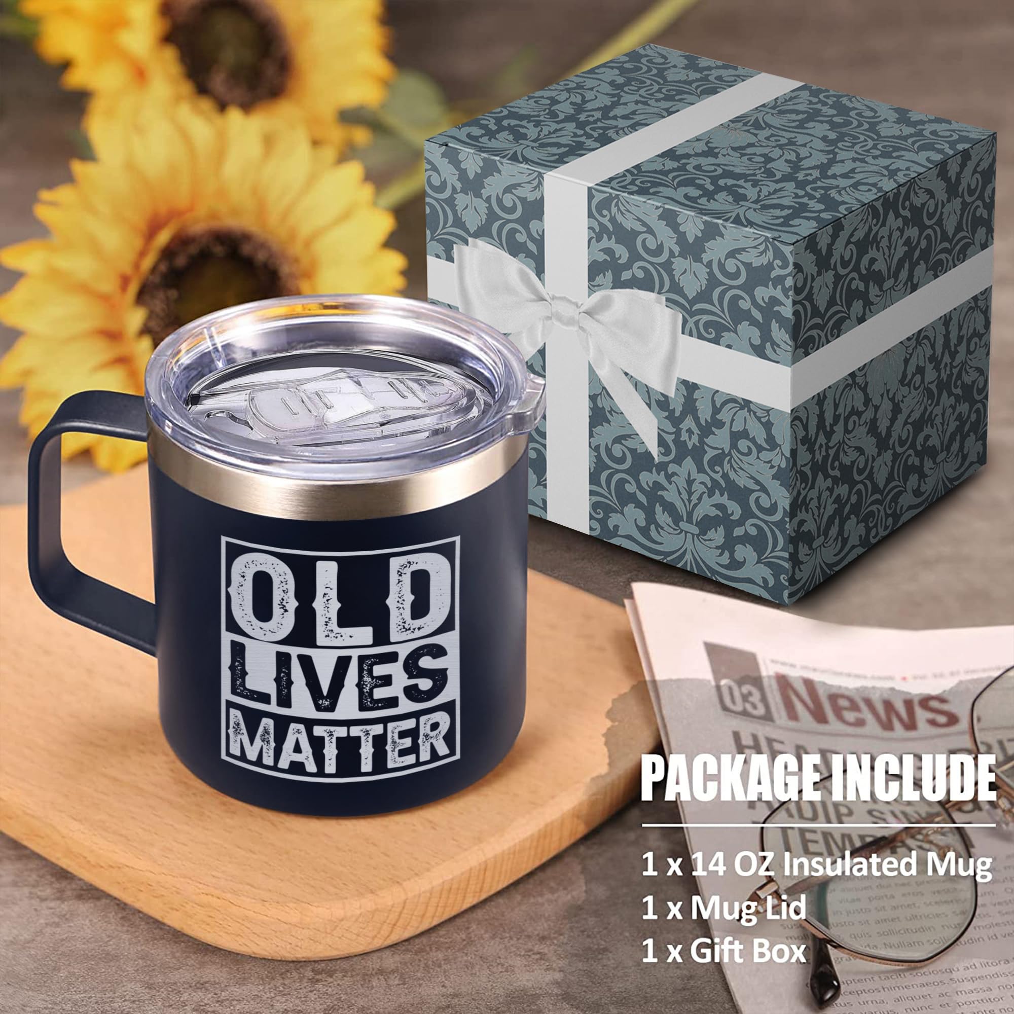 Old Lives Matter Tumbler – 14oz Stainless Steel Cup for Elderly Men