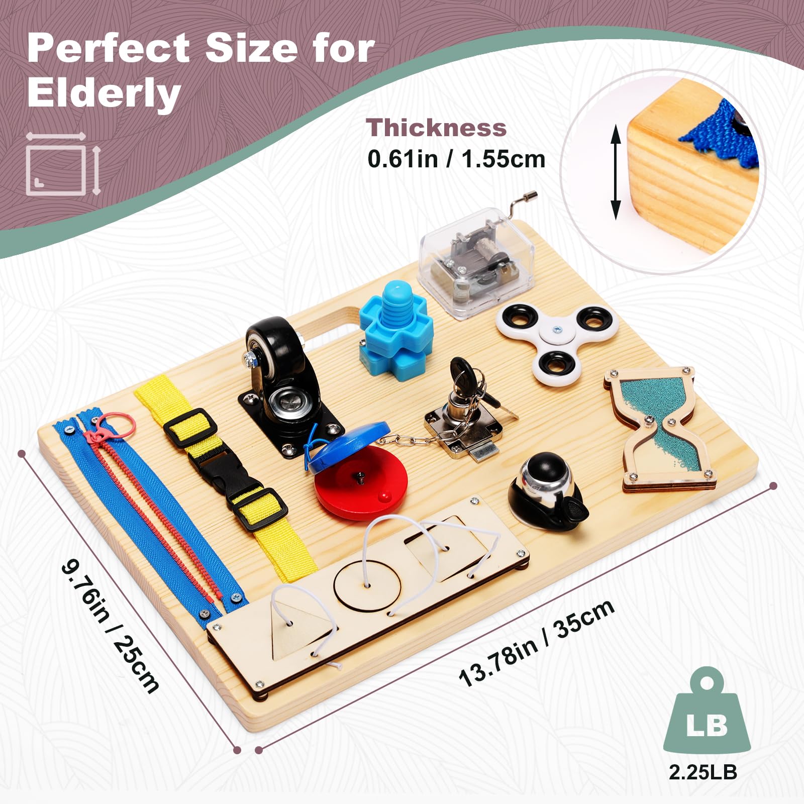 Fewener Fidget Busy Board – Sensory Board for Dementia, Alzheimer’s, Autism, & Anxiety Relief