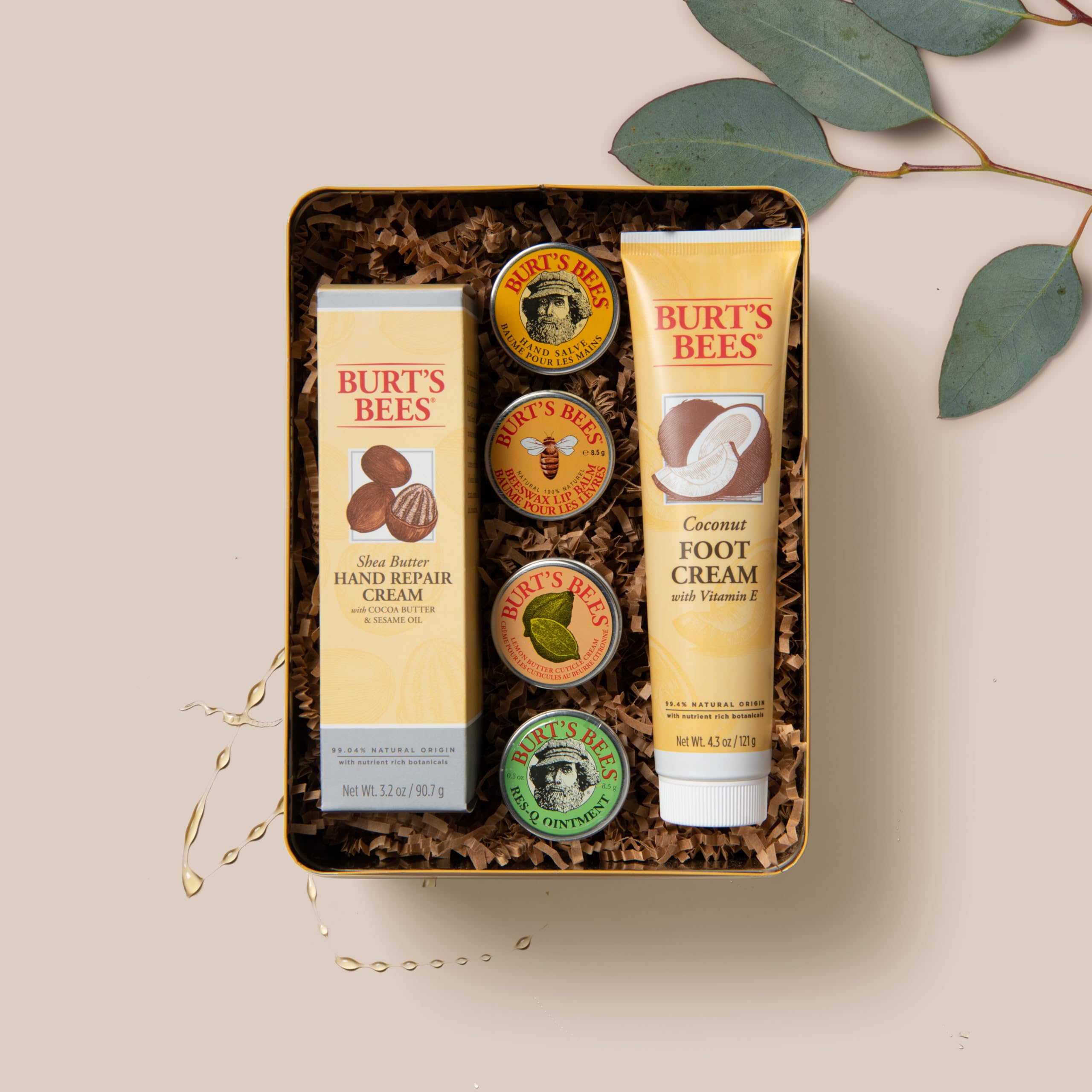 Burt's Bees Classics Gift Set – 6 Products in Tin: Cuticle Cream, Hand Salve, Lip Balm & Mor