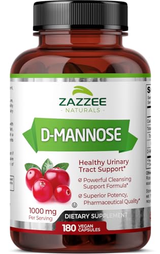 D-Mannose 1000mg Potent UTI Support, 180 Vegan Capsules