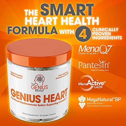 Genius Heart & Cardiovascular Health Supplement Antioxidant Energy for Men & Women 60 Veggie Pills