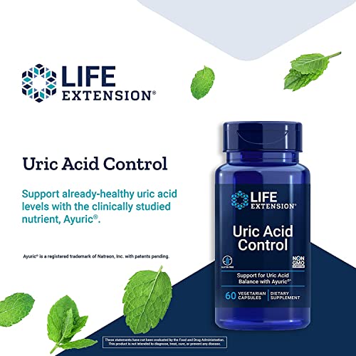 Life Extension Uric Acid Control - Support Healthy Uric Acid Level - 60 Vegetarian Capsules