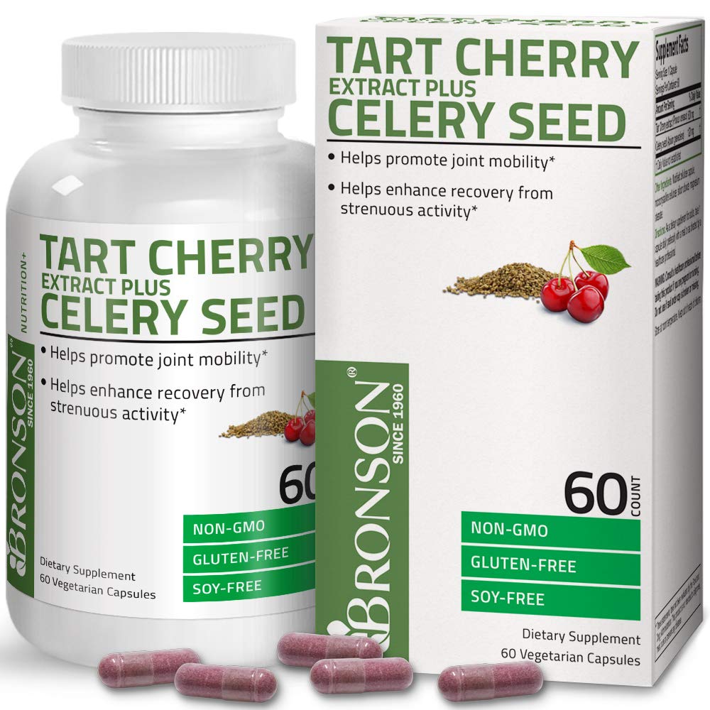 Bronson Tart Cherry Extract + Celery Seed Capsules - Powerful Uric Acid Cleanse 60 Vegetarian Capsules