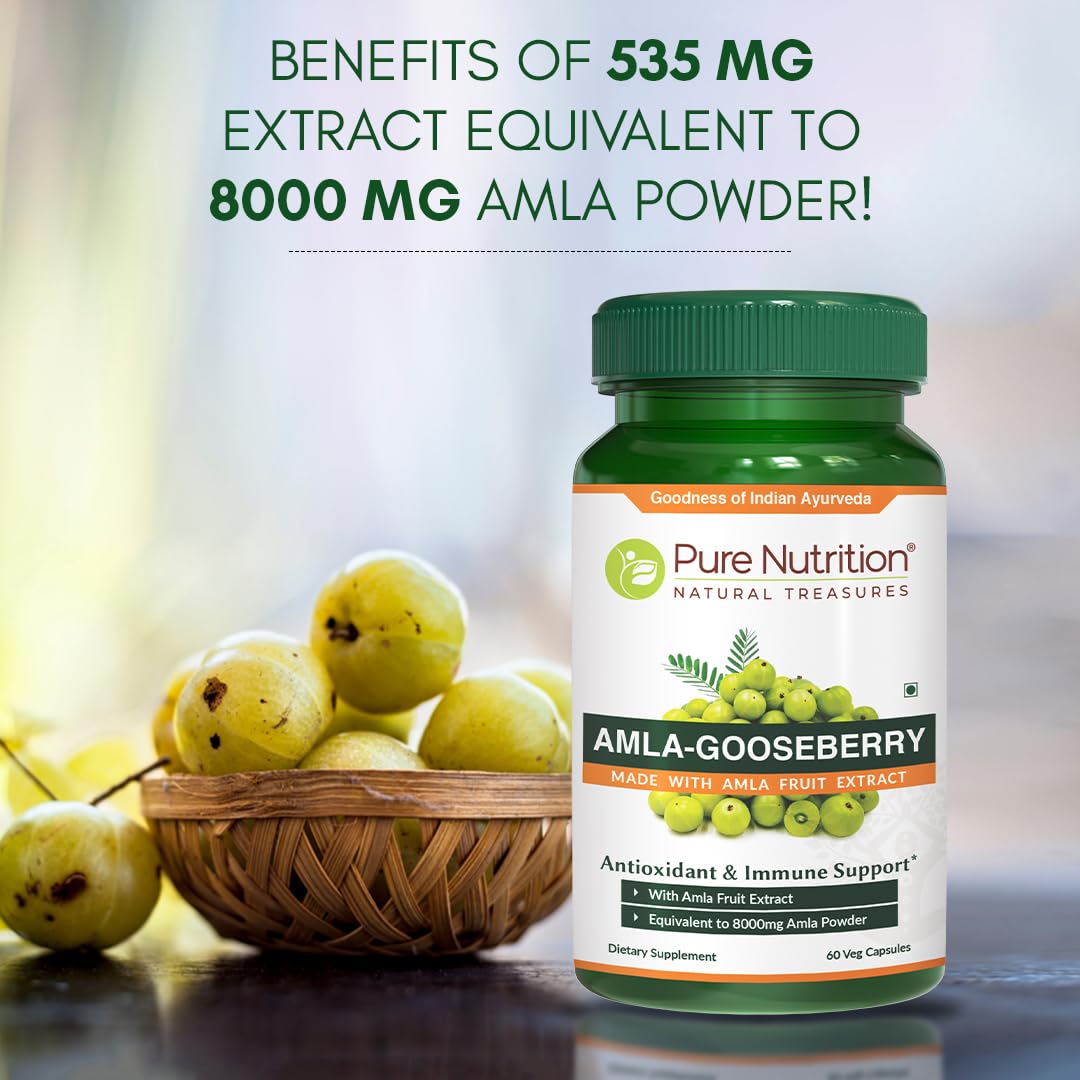 Pure Nutrition Amla Extract 1000mg per Serving. (Equivalent to 8000mg Amla Fruit Powder) 60 Veg Capsules