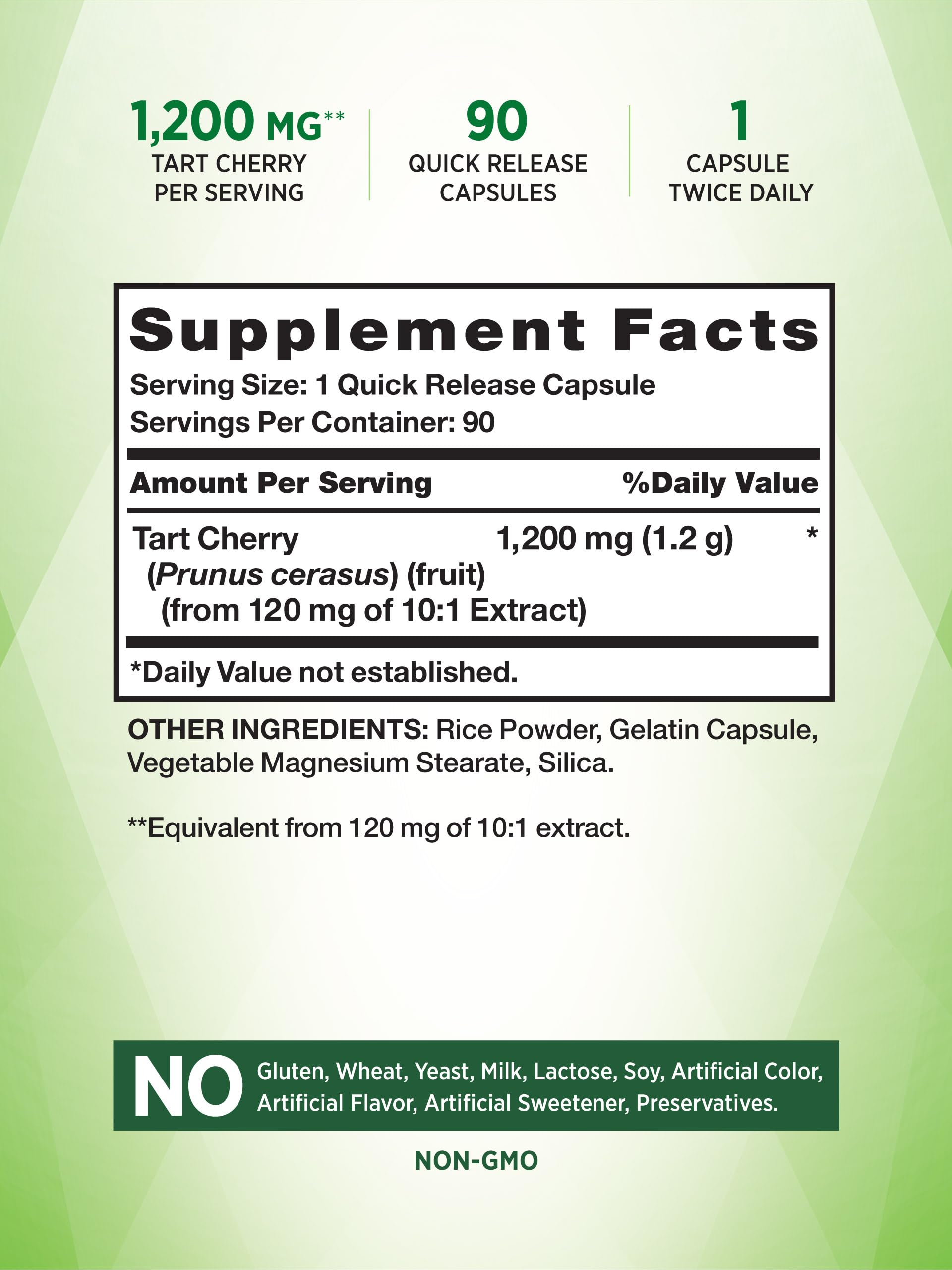 Tart Cherry Extract Capsules 1200 mg 90 Count