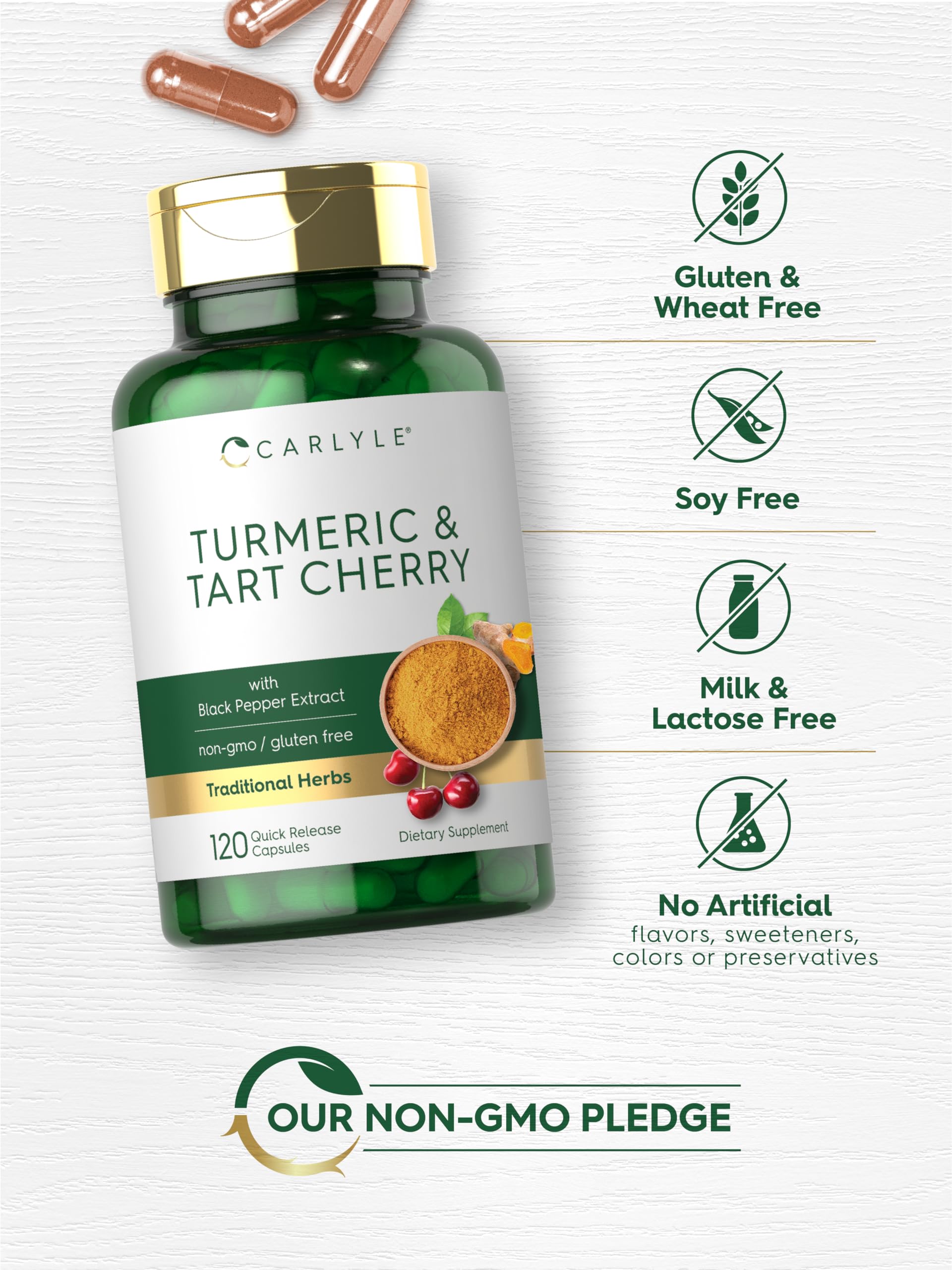 Carlyle Turmeric and Tart Cherry Capsules 120 Count